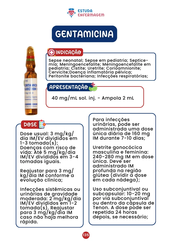 Amostra da ficha de gentamicina